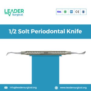 A double-ended 1/2 Solt periodontal knife with sharp, curved blades for gingival incisions in periodontal surgery.