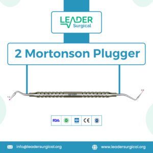 A double-ended 2 Mortonson dental plugger with a small, flat tip and a rounded tip for condensing amalgam in conservative preparations.