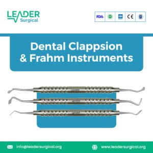A set of specialized dental Clappsion and Frahm instruments, double-ended carvers with unique angled and curved tips for detailed restoration work.