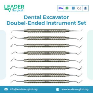 A set of double-ended dental excavator instruments with various spoon-shaped tips for removing decay and refining cavity preparations.
