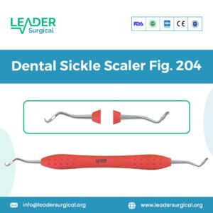 A professional dental sickle scaler with a sharp, pointed triangular tip for removing supragingival calculus from tooth surfaces.