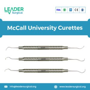 A set of McCall University curettes with double-ended, area-specific blades for periodontal scaling and root planing.