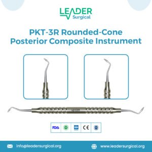 A specialized PKT-3R dental instrument with a rounded-cone tip, designed for precise placement and adaptation of posterior composite.