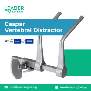 Premium Caspar Vertebral Distractor with angled arms and ratcheted bar for cervical and thoracic spine surgery