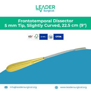 Premium Frontotemporal Dissector with 5mm slightly curved tip, 22.5cm length for brow lift and facial surgery