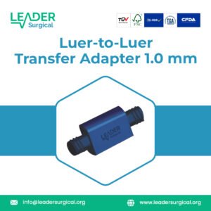Luer-to-Luer transfer adapter with 1.0 millimeter internal diameter for precise low-volume fluid transfer between syringes in medication preparation and microsurgical irrigation.